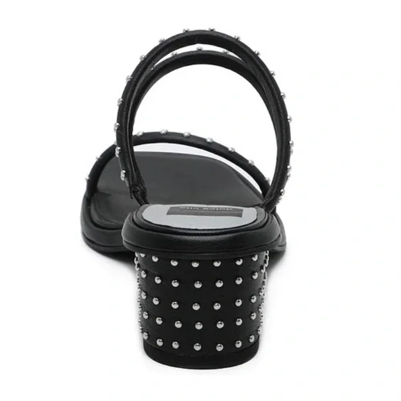 DOLCE VITA STELLA RYE BLACK LEATHER STUDDED STRAPPY HEELED SANDALS - Picture 13 of 16